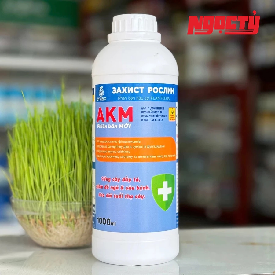 AKM của SYMBIO chai 1 lít, giúp ức chế nấm bệnh, dày lá